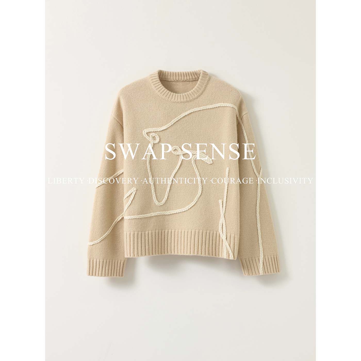 SWAP SENSE素序织漪· 复古休闲麻花线条骏马印花套头针织毛衣,女装/女士精品,毛针织衫,淘宝优惠券,粉丝福利购,淘宝优惠卷