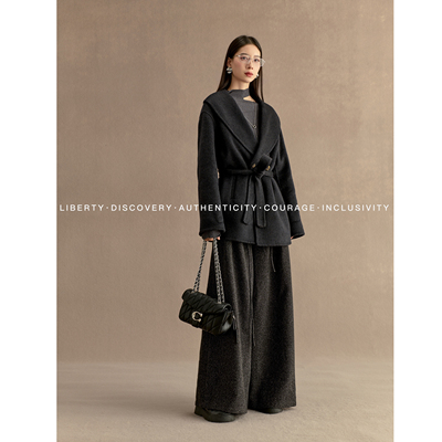 SWAP SENSE云垂漫迹· 灰色垂感阔腿裤显瘦日常慵懒拖地裤冬季