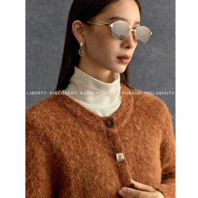 SWAP SENSE暖境絮语·慵懒风异形扣圆领针织开衫毛衣2025年新款冬