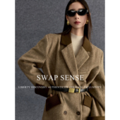 SWAP SENSE都市漫序·双面剪裁毛呢大衣高级感拼色微收腰西装 外套