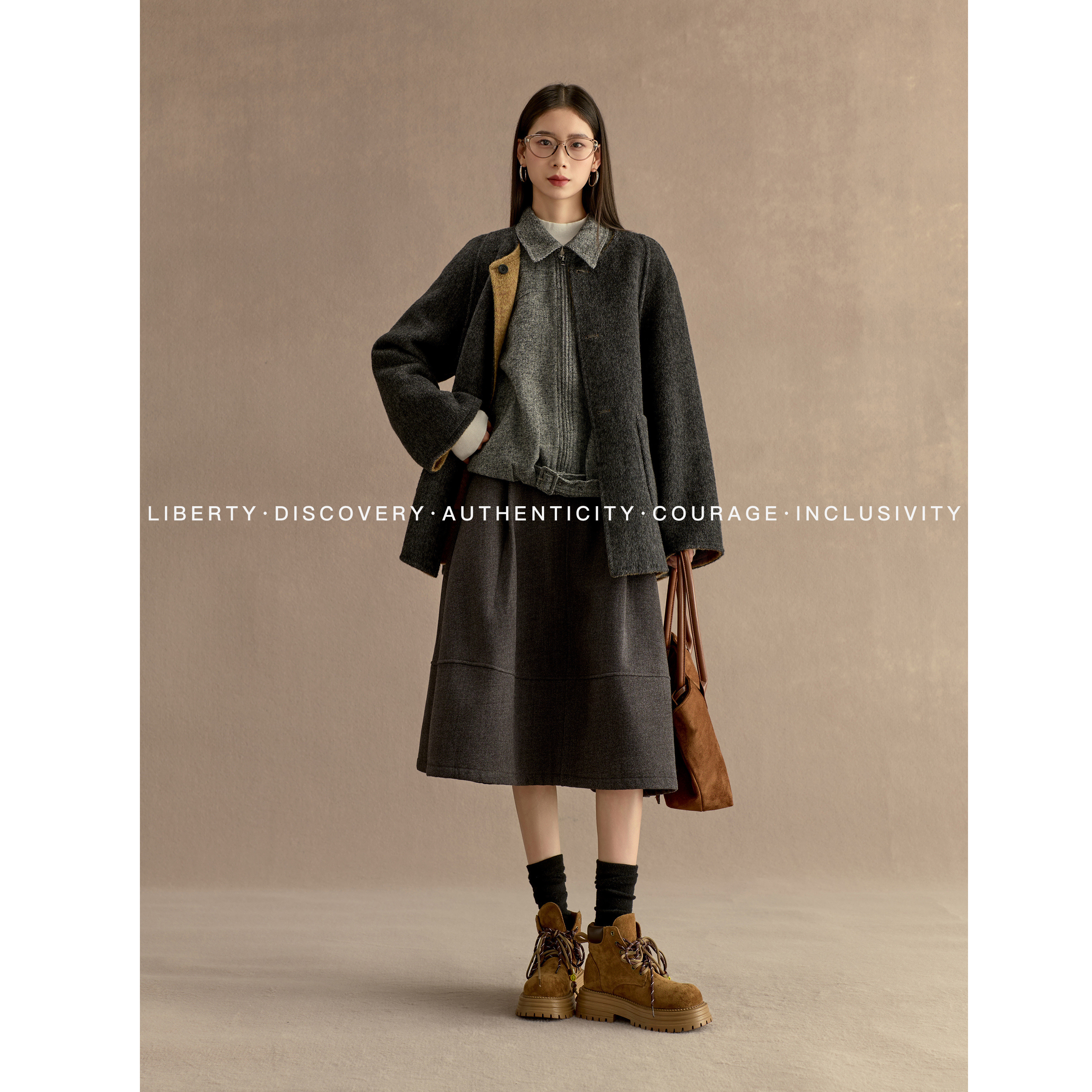 SWAP SENSE灰序织章·极简双面穿双面呢大衣简约百搭羊绒毛呢外套