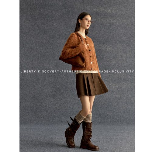 SWAP SENSE暖境絮语·极简风纽扣宽松型圆领加厚针织开衫毛衣冬季