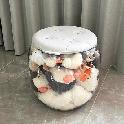 公仔收纳透明娃娃收纳箱收纳神器储物凳筒凳子玩偶桶毛绒玩具整理