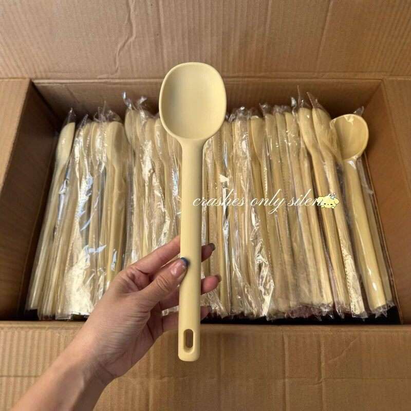 黄色食品级硅胶浅口汤勺火锅勺辅食勺锅铲炒菜铲子不粘锅专用新款