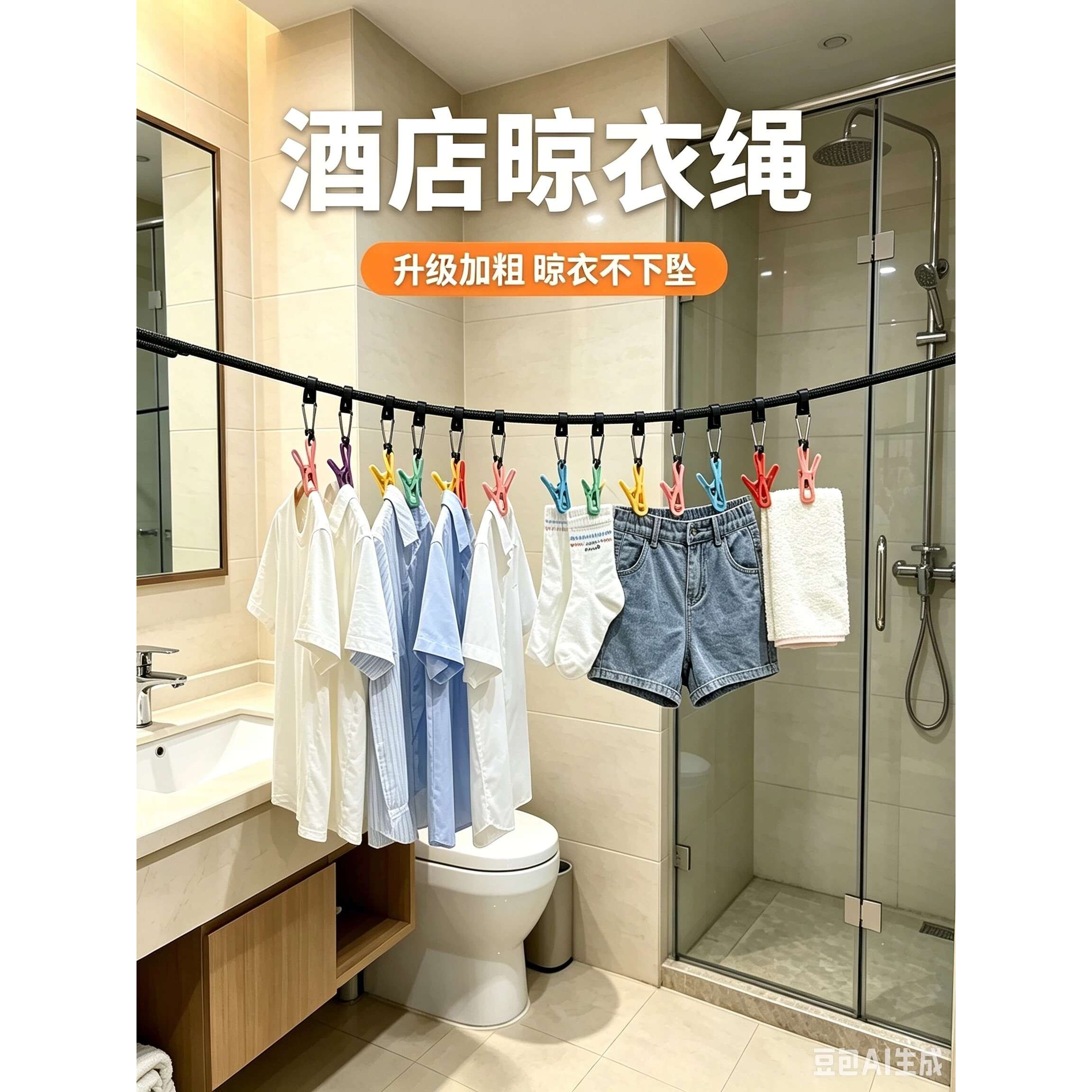 日本旅行便携式晾衣绳酒店2026加粗户外晒被子神器折叠衣架晒衣绳