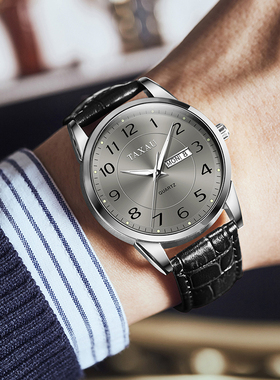 2025新款男士手表男款皮带商务牌名正品数字机械风石英表男表品牌