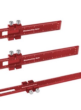 黑色木工定位尺15厘米300mm公英制红色铝标记尺20cm蓝色划线T轨尺