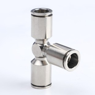 厂家PE不锈钢快插接头PE-12三通接头气管快速接头 气源接头规格全