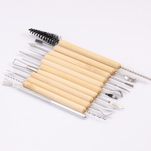 陶艺11刻刀套装软陶泥镭丝雕塑刀泥塑刮刀模型修坯刀精雕油泥工具