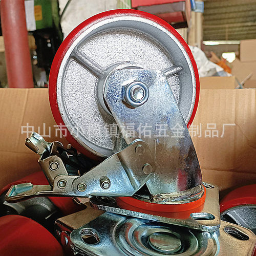 平板车脚轮8寸6寸5寸4寸重型铁芯PU万向脚轮现货重型手推车脚轮