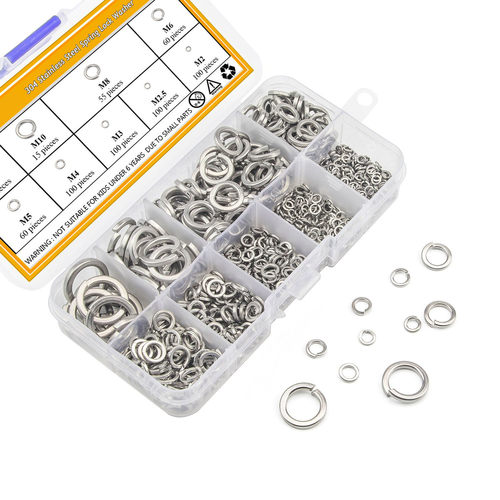 600pcs304不锈钢弹簧垫圈套装2M3M4M5M6M8M10M12弹性垫圈弹簧垫片