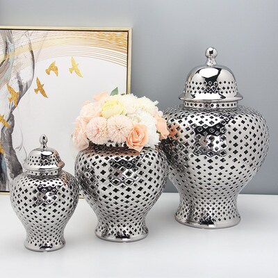 古瓷饰镂装品品空设将家覆v艺客厅收军储办公陶摆纳物罐罐 工居品