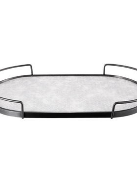 轻奢风金属皮质编织收纳盘房地产样板房软装O玄关茶几托盘饰品摆