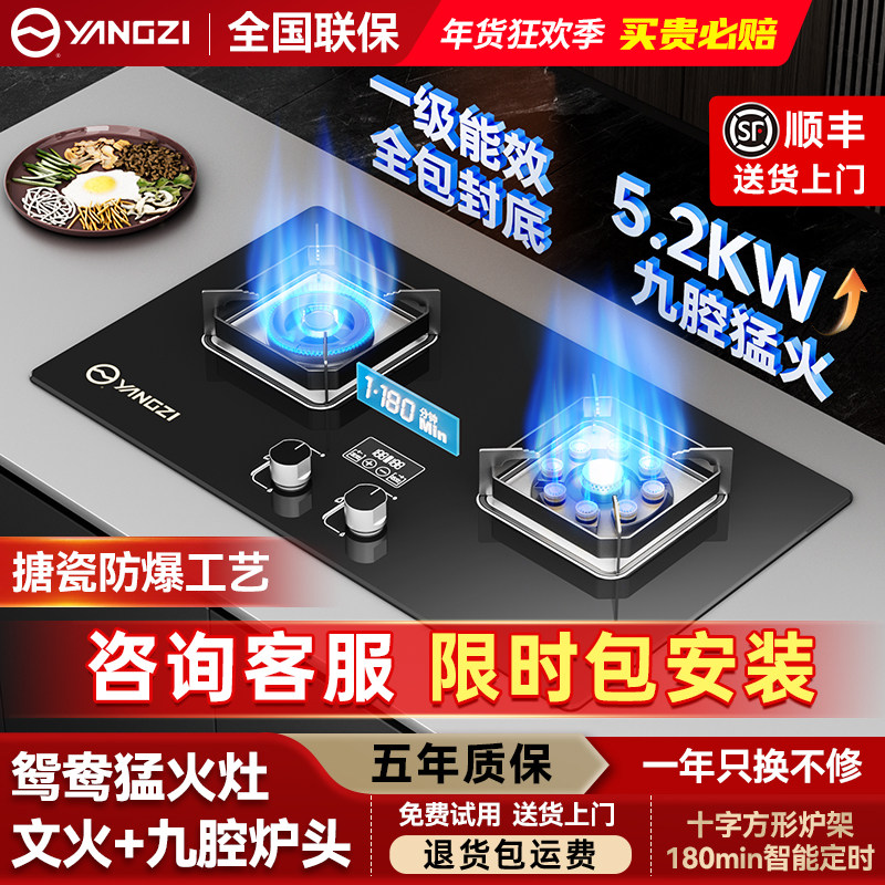 扬子燃气灶煤气灶双灶家用嵌入台式天然气液化气猛火灶台2025新款