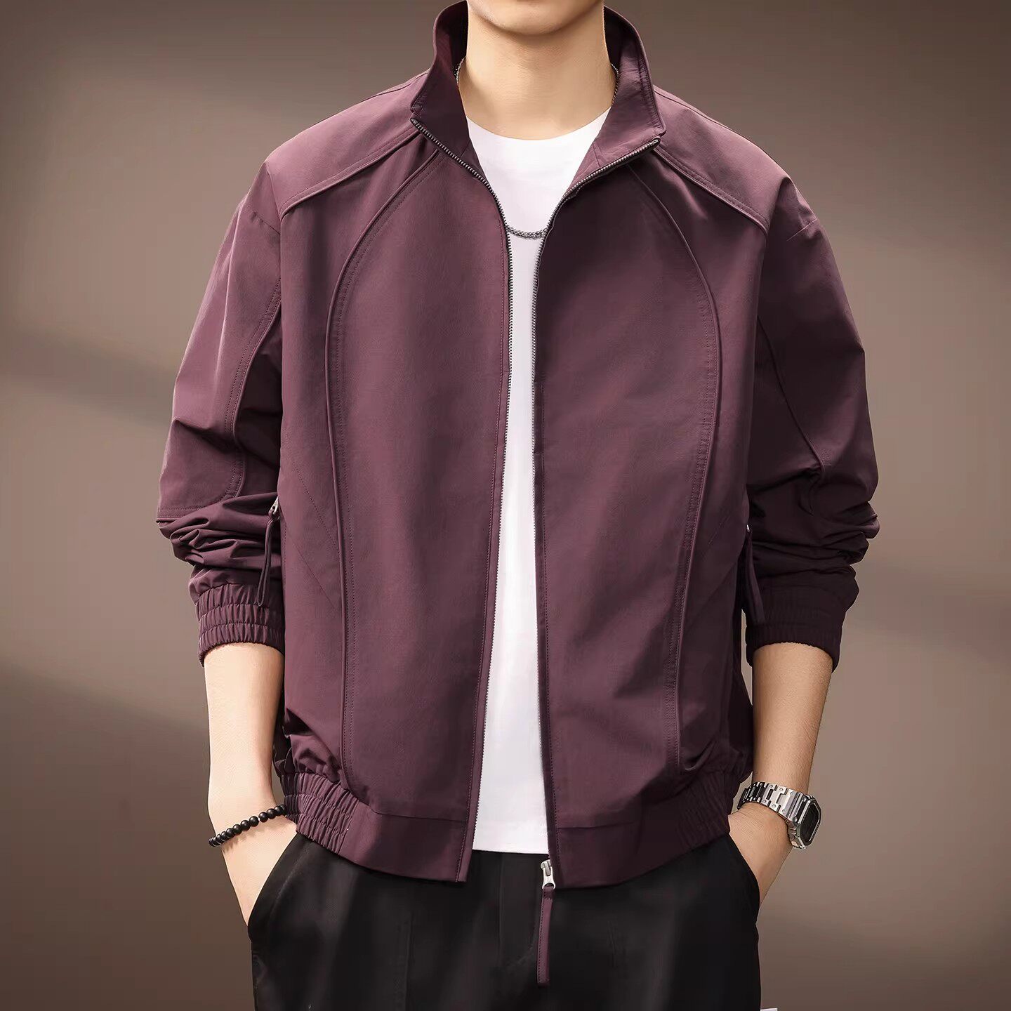 意大利高端立领飞行夹克男士2026春季美式潮流工装风百搭休闲外套