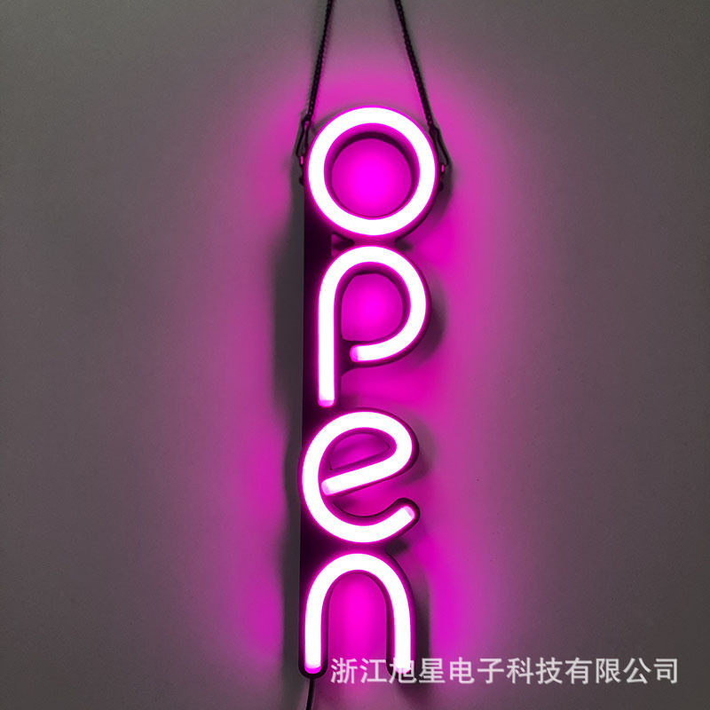 超高亮OPEN竖款LED霓虹灯迷你发光字悬挂INSO风格装饰24小时营业