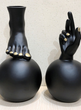 树脂工艺品圆球脚亚黑卧室装饰品摆件家居Q装饰简约桌面创意