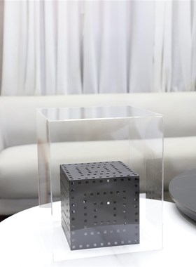 欧式创意几何艺术亚克力金属镂空正方体J摆件玄关书房软装家居饰