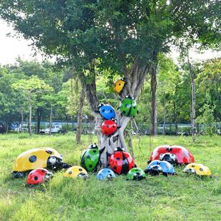 户外玻璃纤维七星瓢虫雕塑园林风景区社区草坪甲壳虫彷真昆虫井盖