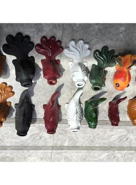 流水摆件屋顶出水口外墙排水鱼圆林假山喷泉鱼嘴陶瓷金鱼鲤鱼香炉