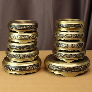 复古摆件家居梅花底座小铜器工艺品 黄铜底座黄铜山水底座中式
