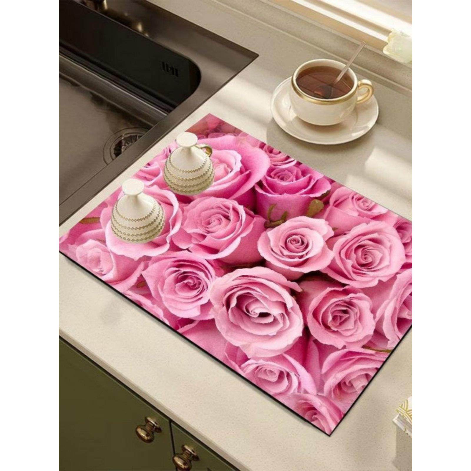 厨房台面排水垫软硅藻泥桌面水槽咖啡桌洗手盆吸水地垫防滑速干