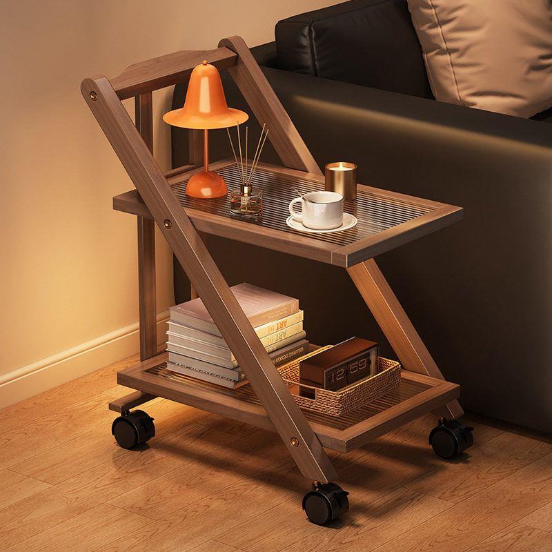 可折叠床头柜置物架茶几床边收纳沙发书架落地卧室零食小推车桌子