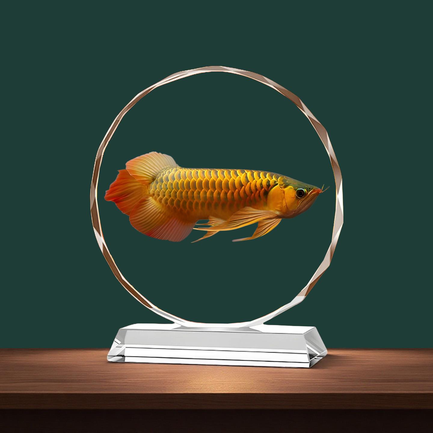 财富金龙鱼水晶摆饰招财客厅办公室酒柜前台装饰公司乔迁开 业礼