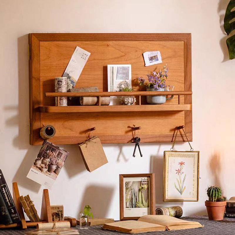 胡桃木色入户门原木风高端配电实木电表箱装饰画免打孔遮挡带挂钩