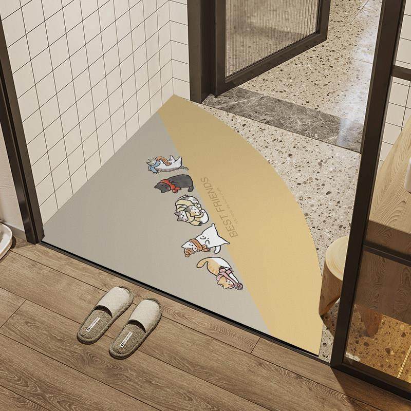 浴室扇形地垫软硅藻泥吸水垫速干卫生间门口防滑脚垫卡通厕所地毯