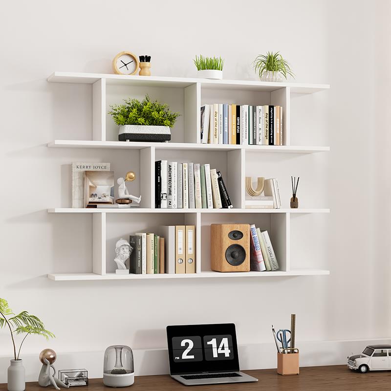 实木书架墙上置物架壁挂墙架卧室墙面创意格子客厅酒架吊柜墙壁柜