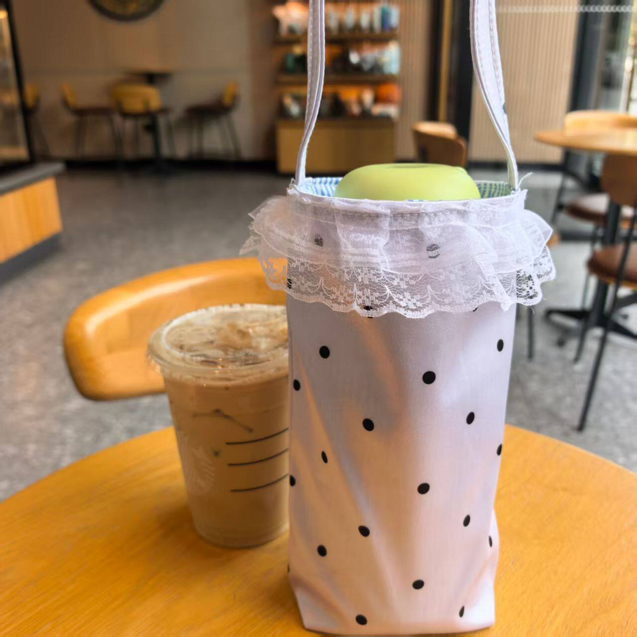 便携手提水杯套简约波点保温杯保护套外出通用收纳袋水杯布袋