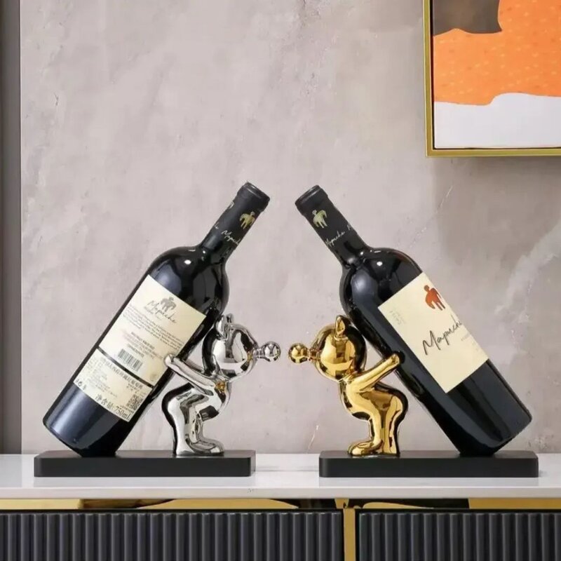 网红泡泡熊红酒架家用酒柜玄关橱柜电视柜餐边客厅装饰摆件