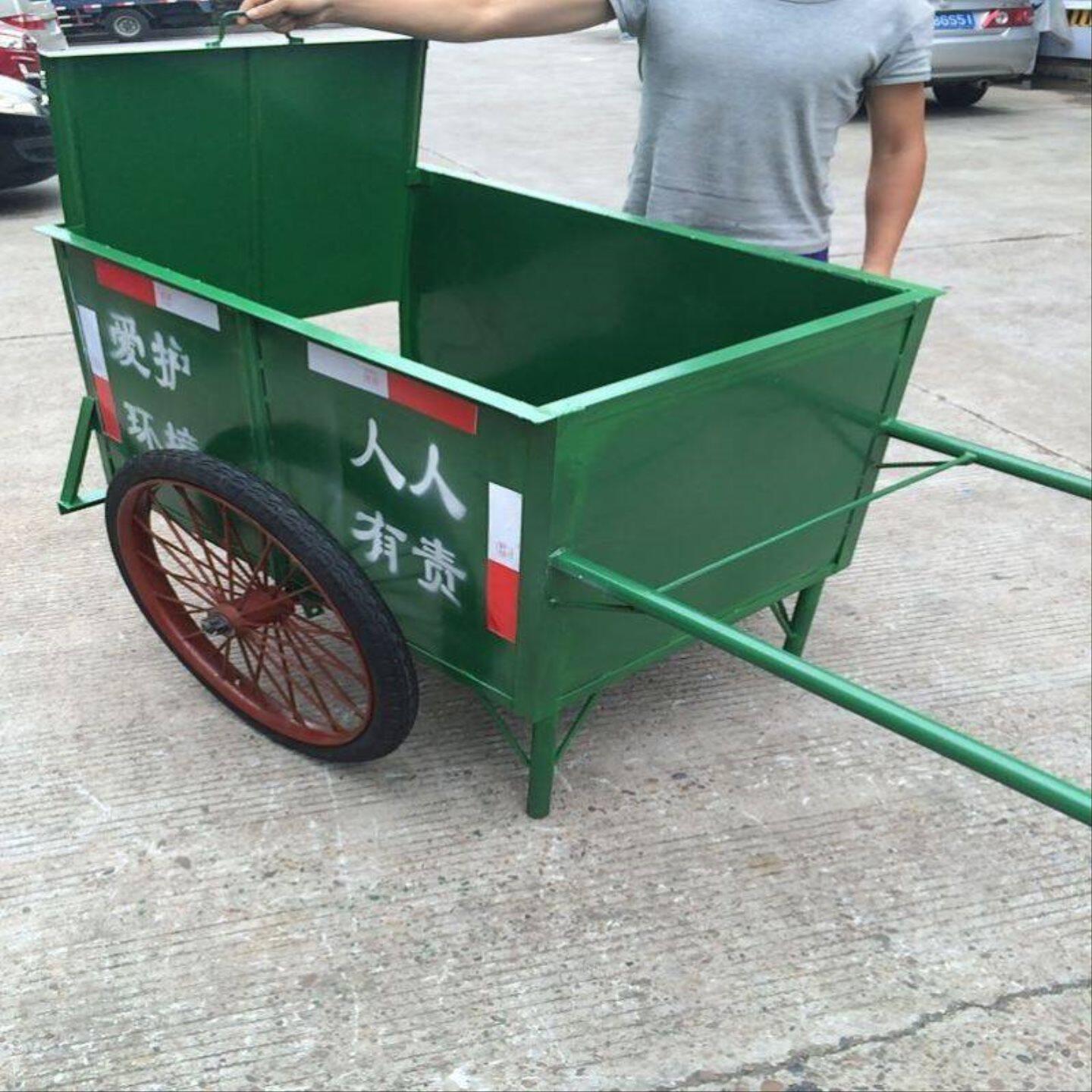不锈钢垃圾车户外手推车人力清洁保洁环卫车桶垃圾车箱配实心胎厚
