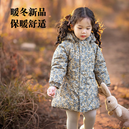 加绒派克服外套女童中长款户外棉服宝宝秋冬装冲锋衣棉衣小孩男童