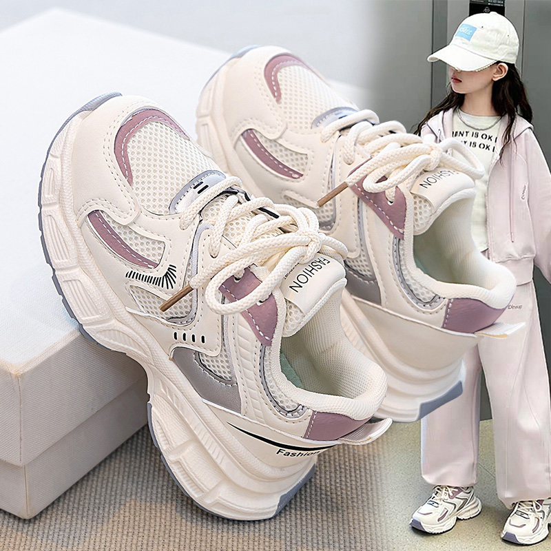 儿童鞋子高颜值运动鞋2026秋季新款中童软底老爹鞋女孩透气休闲鞋