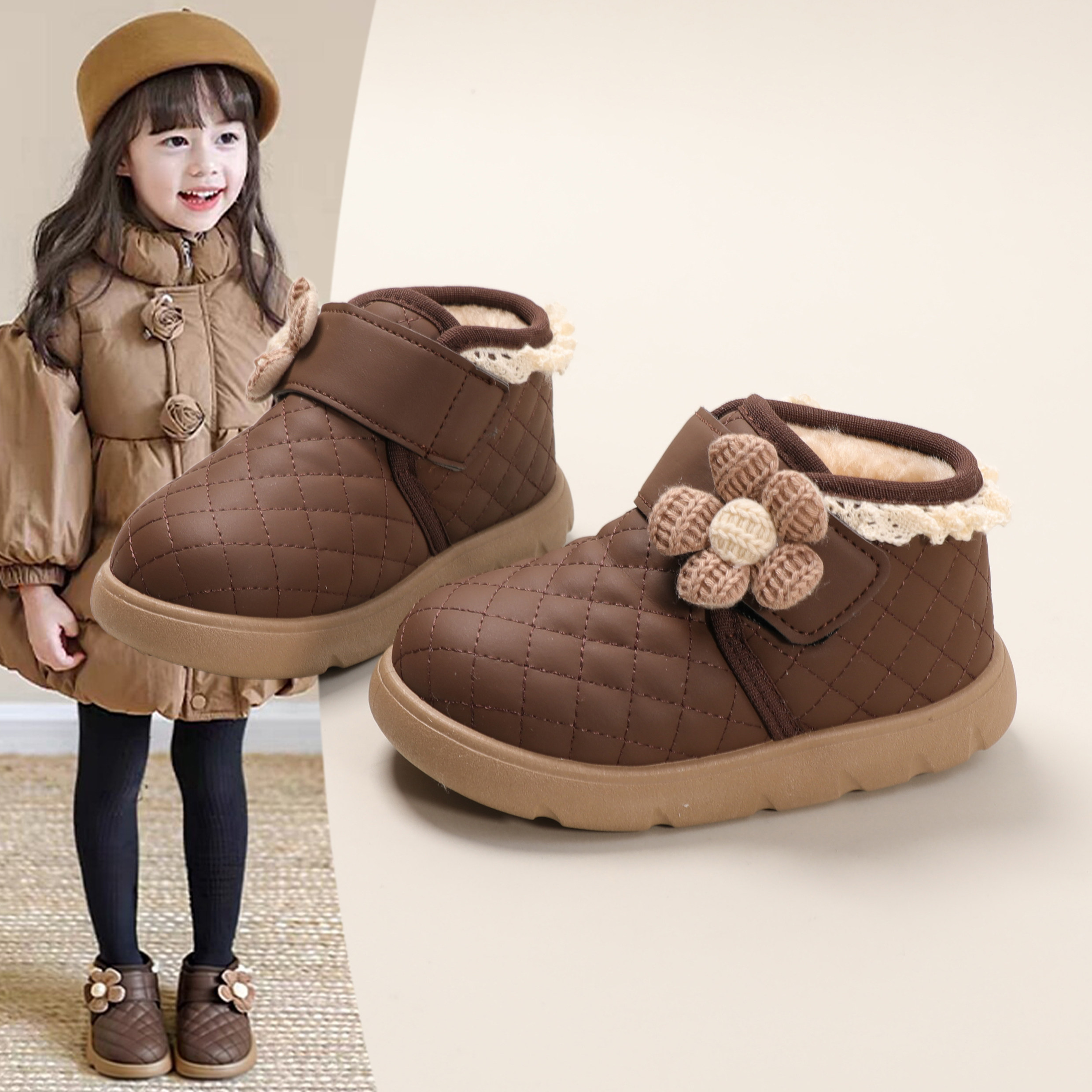 女童雪地靴2025秋冬新款加绒加厚保暖棉鞋儿童防滑冬靴短靴公主靴,童鞋/婴儿鞋/亲子鞋,棉靴,淘宝优惠券,粉丝福利购,淘宝优惠卷