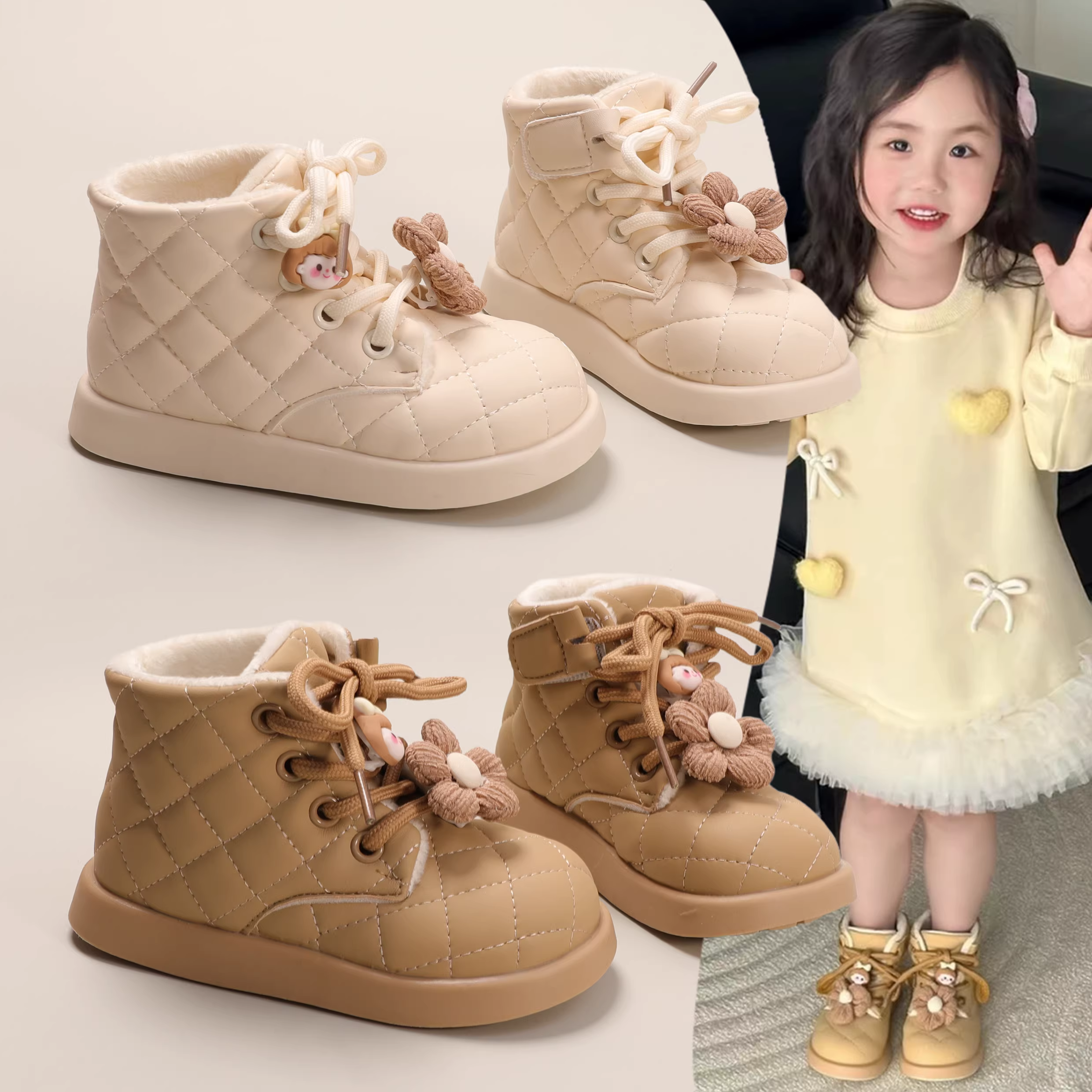 女童加绒短靴2025秋冬新款儿童二棉皮靴公主保暖雪地棉靴软底防滑,童鞋/婴儿鞋/亲子鞋,棉靴,淘宝优惠券,粉丝福利购,淘宝优惠卷