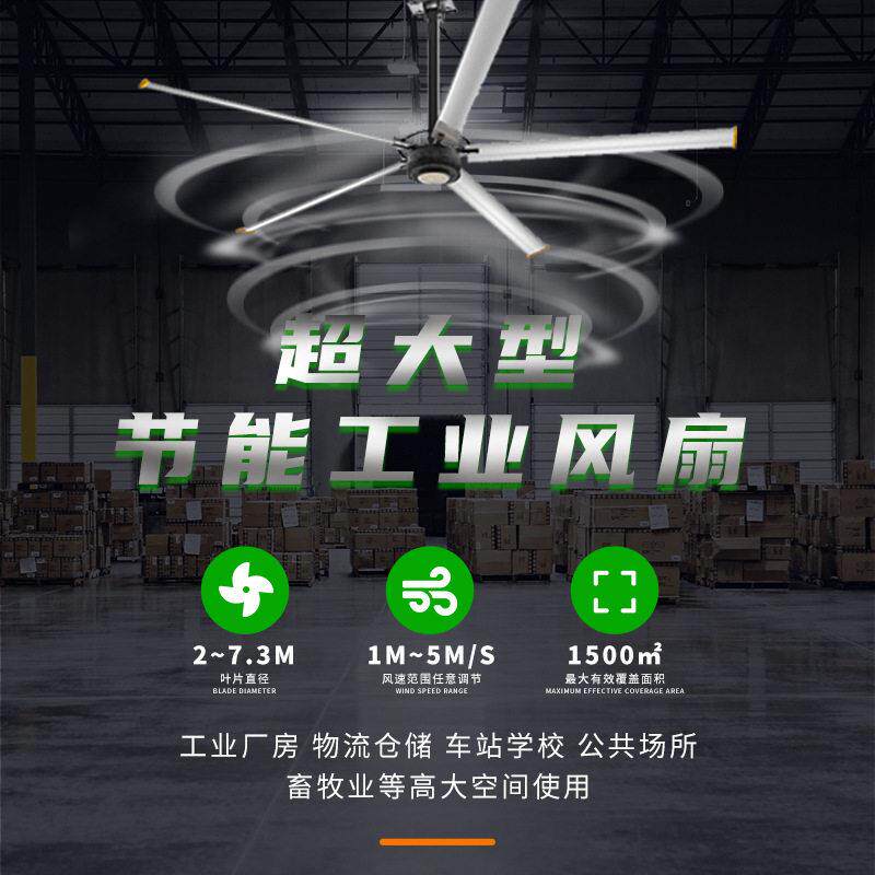 工业风扇大吊扇吸顶7.3米扇叶工厂车间仓库候车室体育馆降温通风