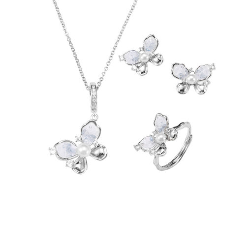 Idokawa蓝晶蝴蝶项链三件套