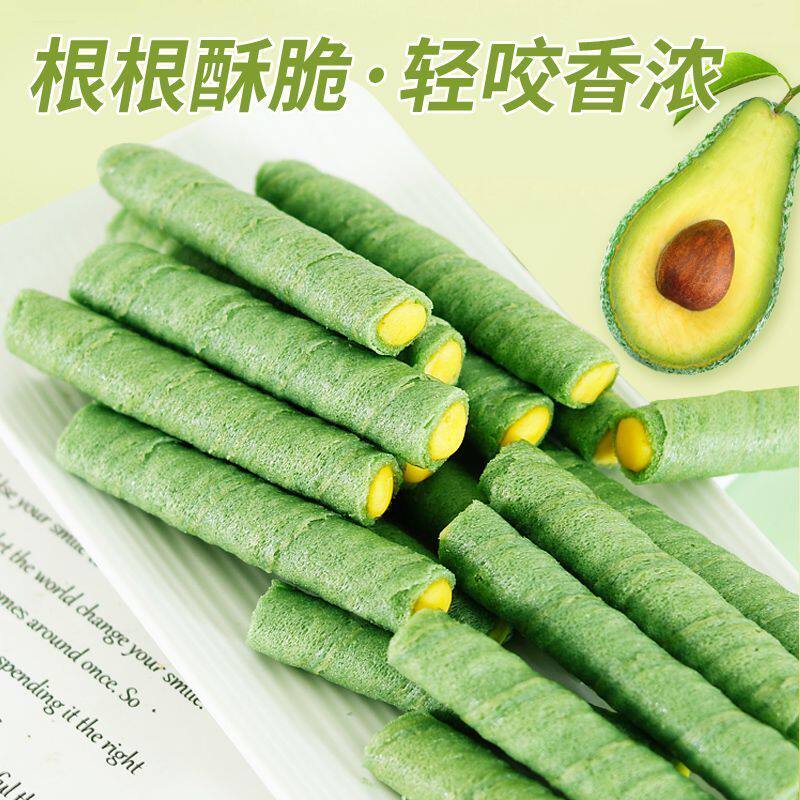 牛油果香蕉味夹心蛋卷休闲零食吃福郎