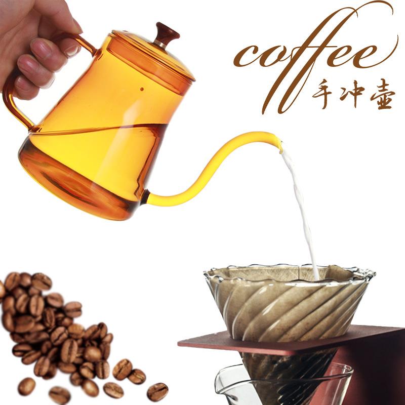 加厚玻璃手冲壶 细口细嘴壶600ML玻璃咖啡壶家用挂耳壶
