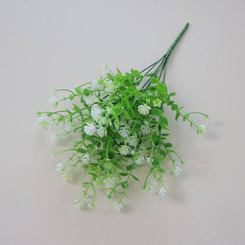 跨境仿真绿植带芽尤加利茶花 婚庆客厅景塑料假花植物墙配件装饰