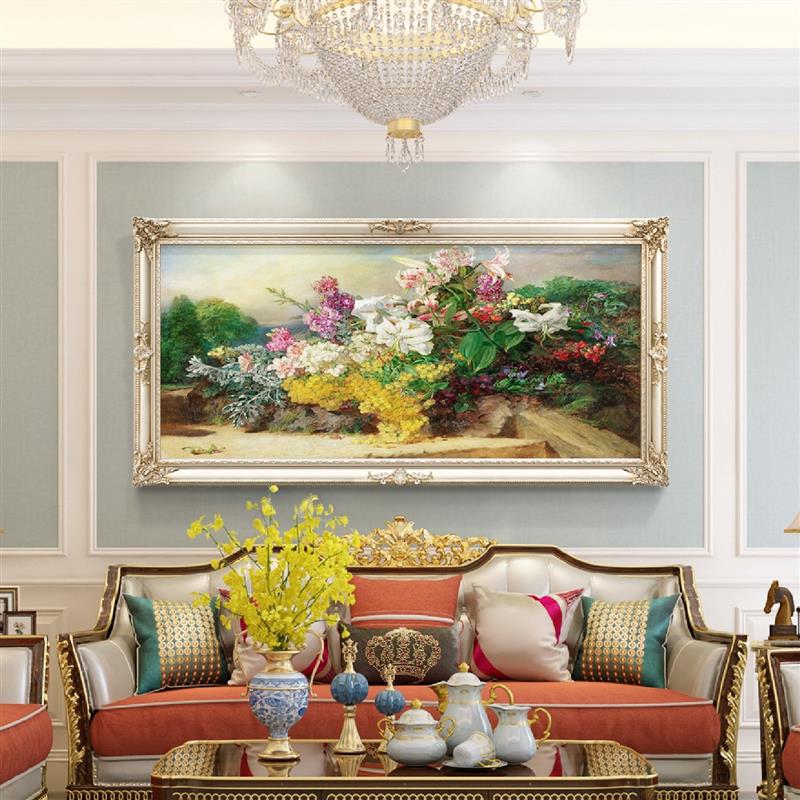 欧式大气客厅别墅挂画沙发背景装饰画简欧餐厅花卉壁画大芬村油画图片