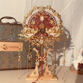 团扇新娘结婚材料diy手u工高级婚礼婚扇双面扇子喜扇中式 秀禾成品