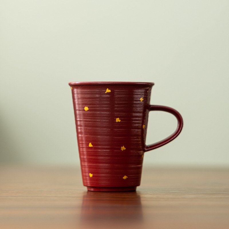 漆红洒金老岩泥粗陶咖啡杯喝水杯陶瓷高颜值陶瓷杯下午茶杯定logo,餐饮具,马克杯,淘宝优惠券,粉丝福利购,淘宝优惠卷