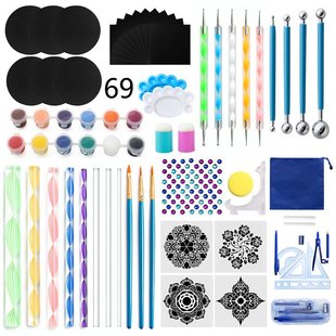 跨境曼陀罗工具69件套装手指套拓印绘图模板画架卡纸勾线笔模板