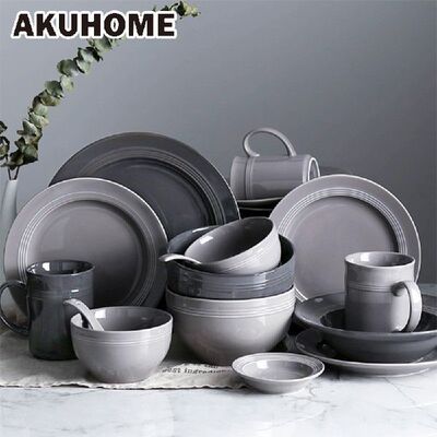 极速Simple Dishes Set European Tableware Ceramic VBowl Plate
