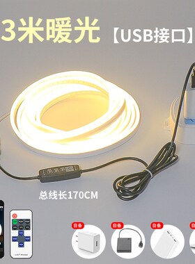 遥控灯带USBh灯条led调光定时开关宿舍寝室床头卧室充电款自粘氛