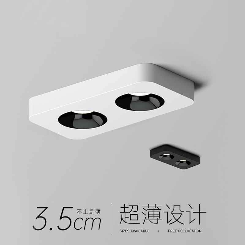 双头超薄led明装筒灯卧室客厅玄关免开孔全光谱ra98无主斗胆射灯